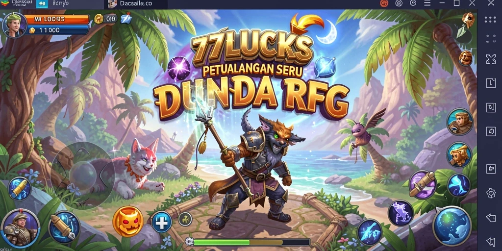 Screenshot dari gameplay RPG 77LUCKS yang menampilkan aksi seru.