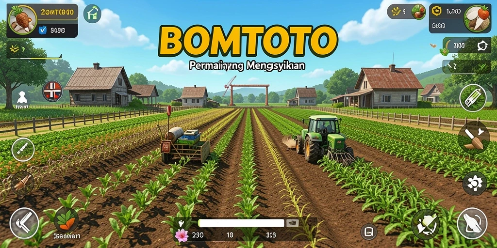 Screenshot utama BOMTOTO menampilkan pengalaman bertani yang mengasyikkan.