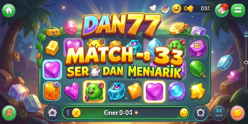Tampilan utama gameplay DAN777 dengan elemen Match-3 yang menarik.