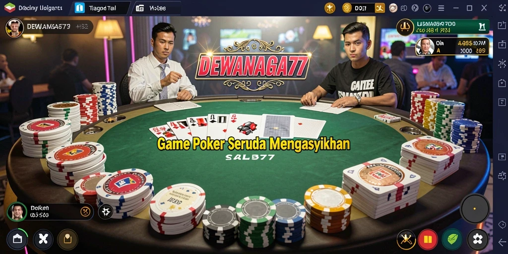Tampilan gameplay seru DEWANAGA77 yang menampilkan permainan poker.