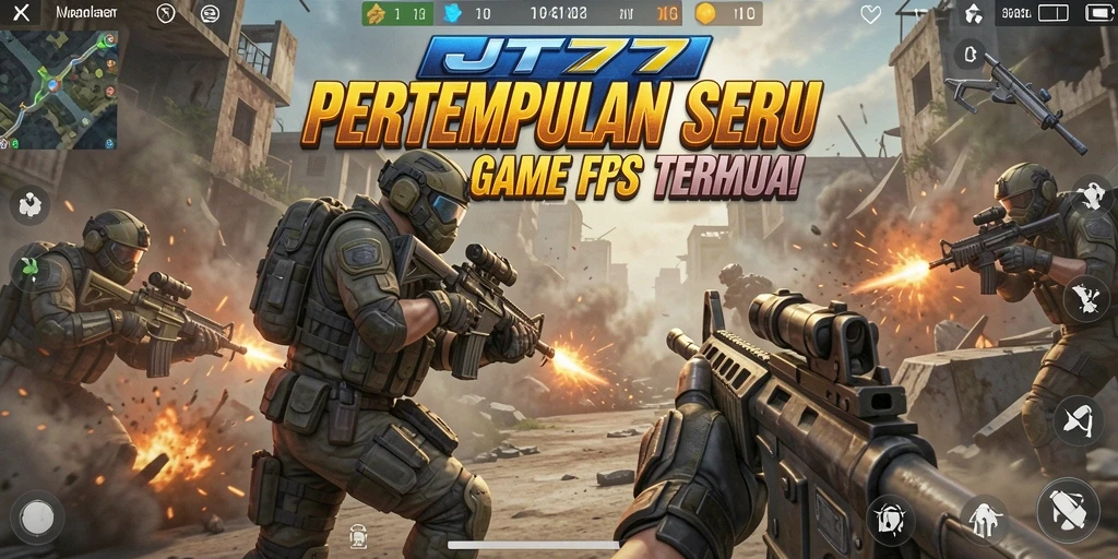 Gameplay seru JT777 dengan grafis menakjubkan dan aksi FPS.