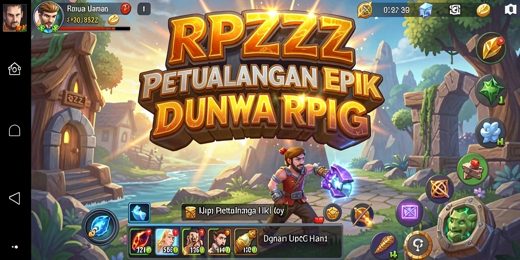 Tampilan strategi pertarungan dalam game RPG RPZZZ yang mendebarkan.